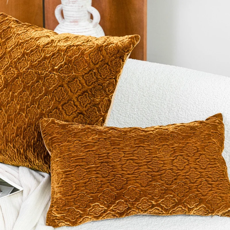 Mercerized Velvet Pillows Luxury Retro Flora Cushion Case Art Room Decorative Pillow Cover For Sofa Chair Home Decorations