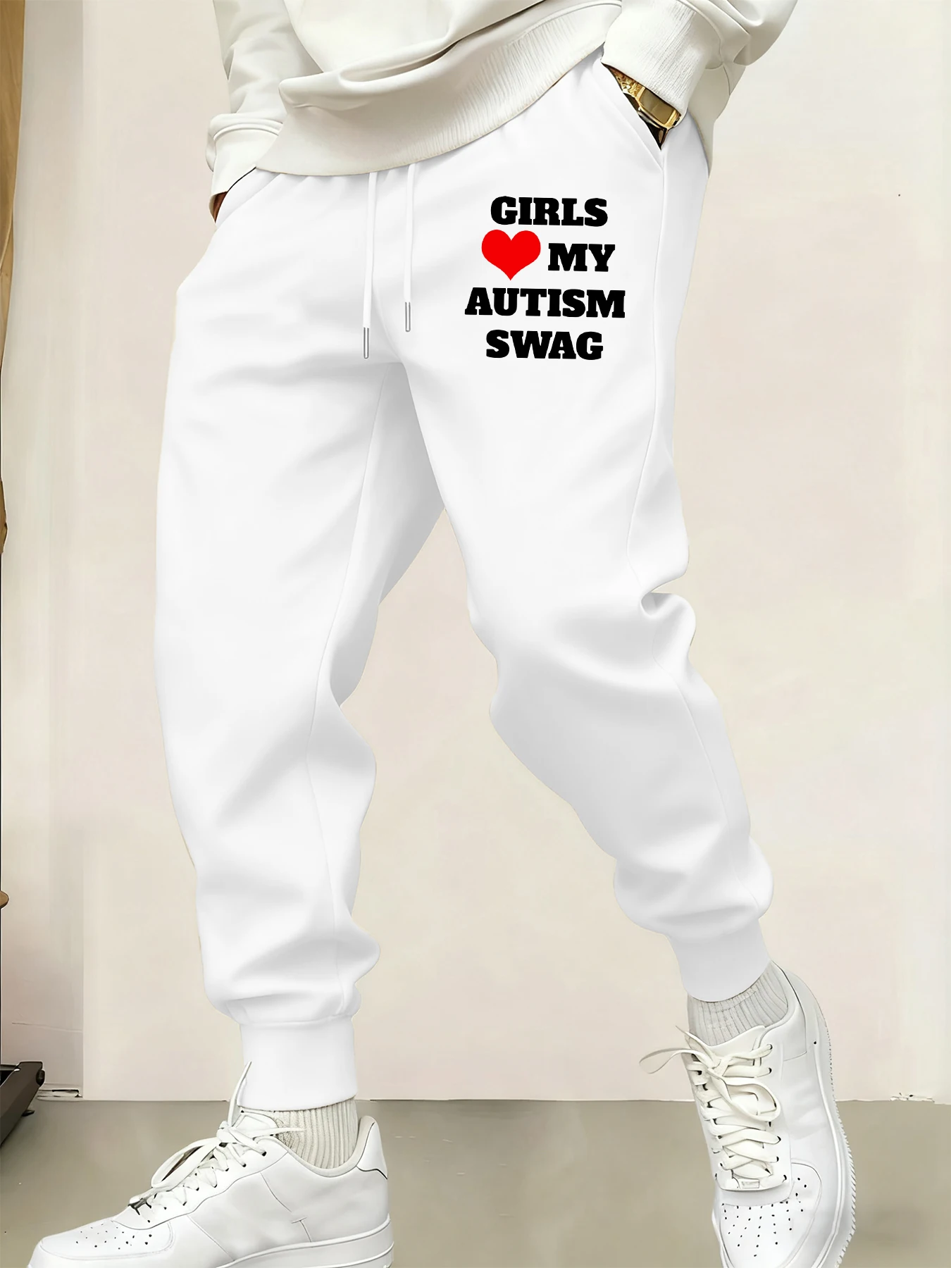 

Спортивные штаны с принтом Girls Love My Authism, мужские базовые брюки с эластичной резинкой на талии, удобные спортивные штаны для бега, осенние уличные длинные брюки