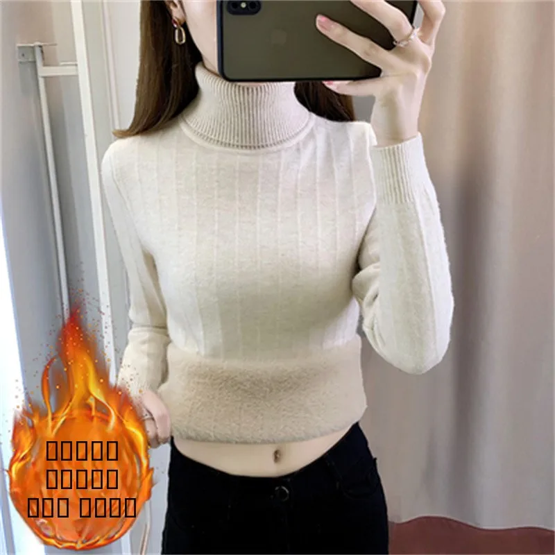 Einteiliger Kunstpelzpullover mit festem Stehkragen, Innenbekleidung, 2025, neuer Herbst-Winter, kältebeständig, Nerz-Samt-Basis, irt