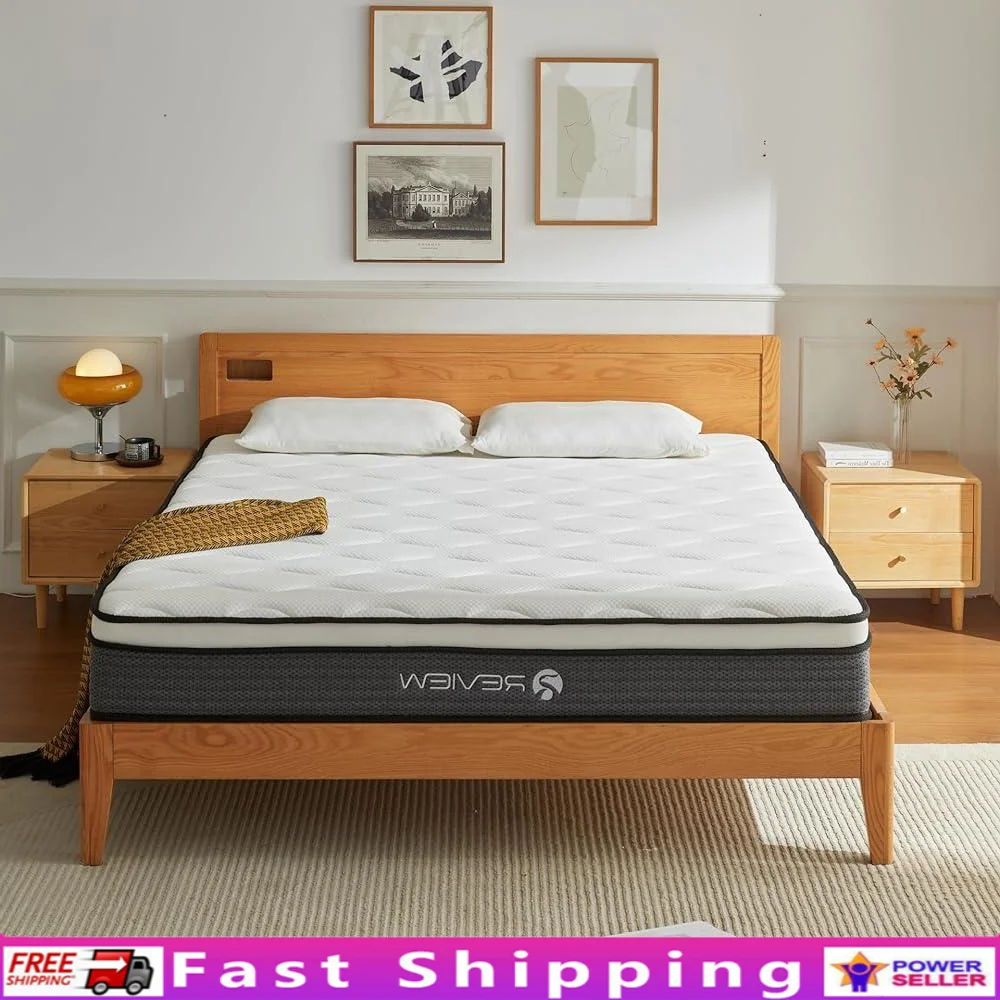 10 Inch King Size Hybrid Mattress Memory Foam Pocket Spring Mattress Pressure Relief Breathable Cover Motion Isolation Sleeping