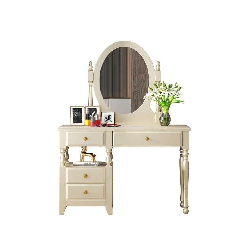 

Furniture Light Luxury American Solid Wood Dressing Table Mirror Small Apartment European Bedroom New Makeup Table