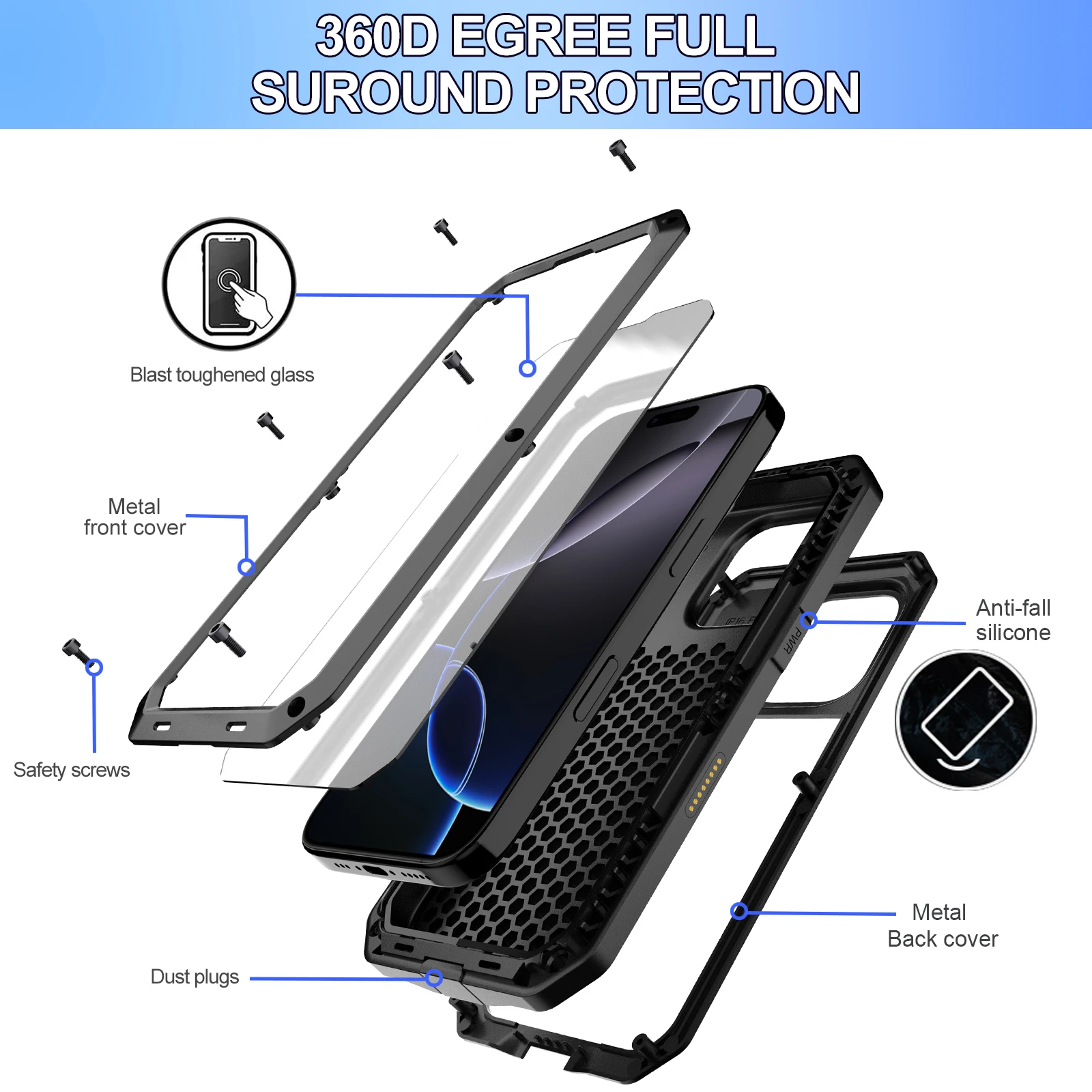 Для iPhone 16e 16 Pro Max 16 P – обзор и цена Heavy Duty 360 Full Body Protective Case