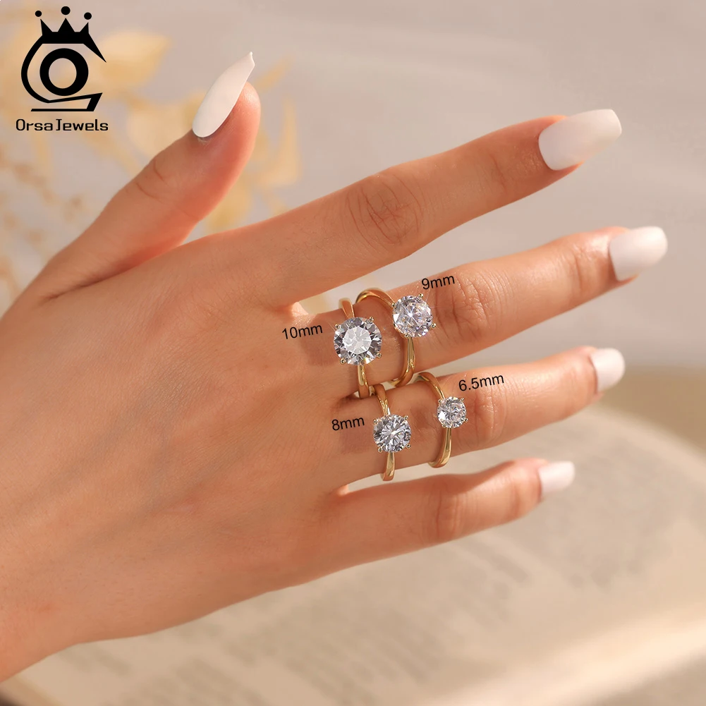 ORSA JEWELS 100% 925 Sterling Silver D Color VVS Moissanite Diamonds Wedding Ring for Women 1ct to 4ct Engagement Ring SMOR03 5
