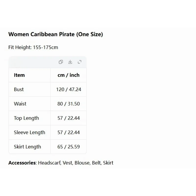 Men and Women Couple Pirate Costume Set Including Shirt Vest Skirt Pants Belt Headscarf and Hat Classic Retro Outfit