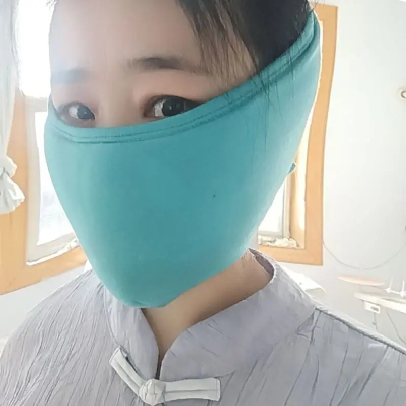 Handmade Modal Cotton Solid Color Full Face Cover Filling Cotton Couple Mask Fluffy Soft Comfortable Lace Up Cosplay Games Prop