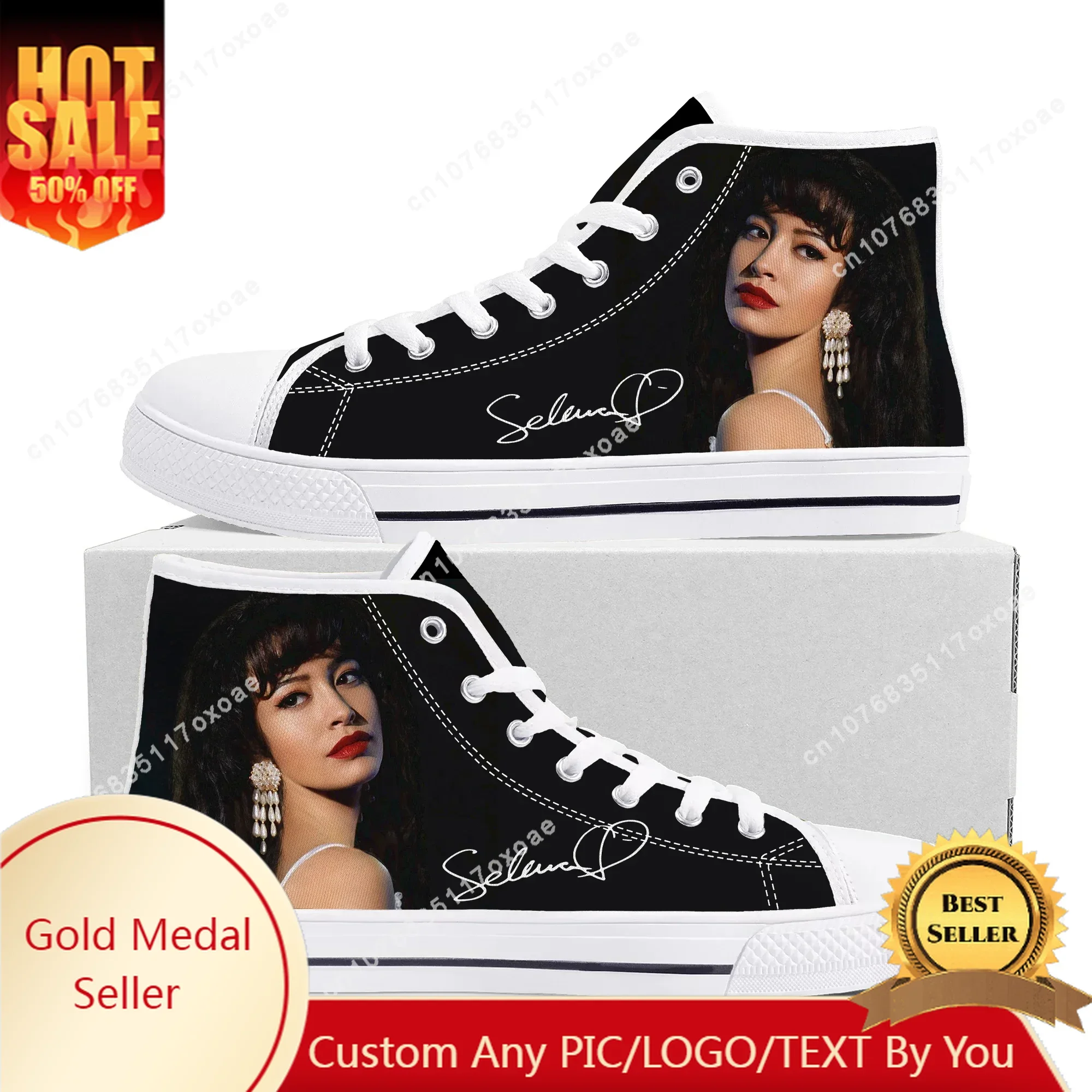 

Singer Selena Quintanilla High Top Sneakers Mens Womens Teenager High Quality Canvas Sneaker Couple Casual Shoe Customize Shoes