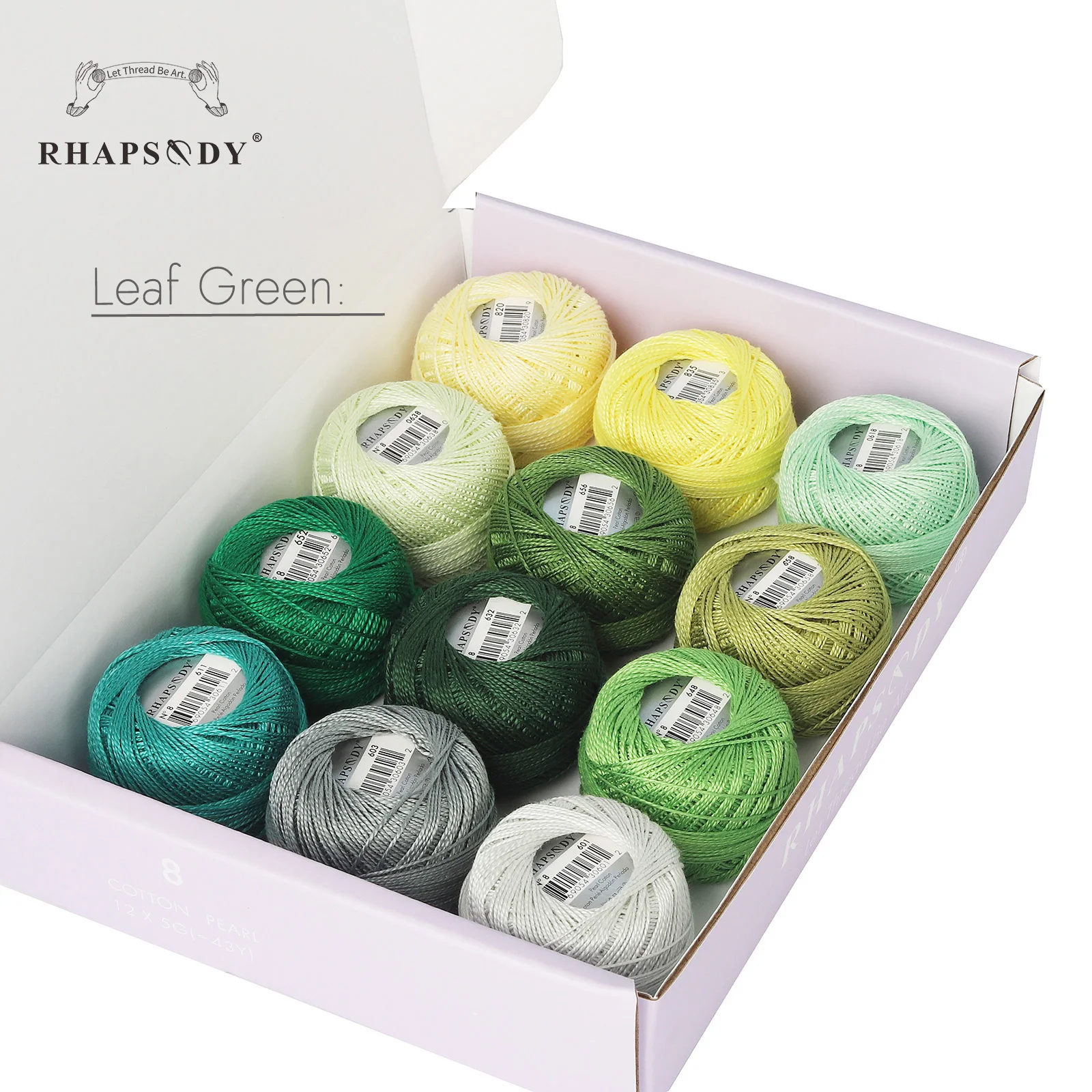 Rhapsody Größe 8, Häkelfaden, doppelt merzerisiert, lange Stapel, ägyptische Baumwolle, Perle, 12 verschiedene Farben, Set 43 Yards, 5 Gramm Kugel – Detail 21
