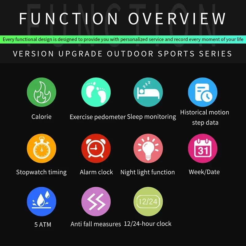 SANDA Men's Watch Outdoor Sports Electronic Clock Calorimeter Stepper Electronic Watch Sleep Smart LED Digital Men's Wristwatch