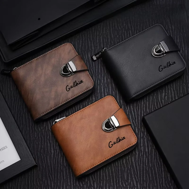 

Luxury Leather Men's Wallet RFID Blocking Zipper Card Holder Coin Pocket Money Bag Purse