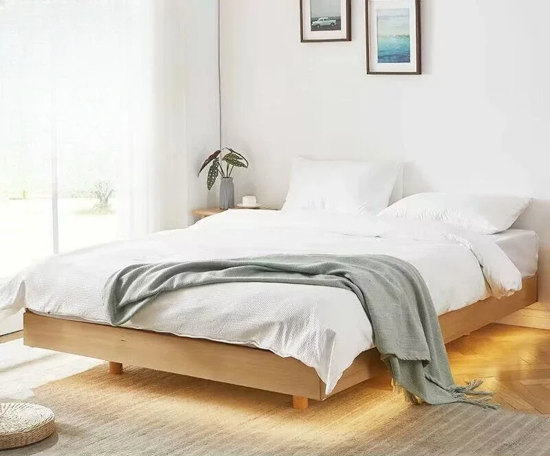 Nordic, all solid wood, beech, suspended bed, bedroom, wedding bed, simple, modern