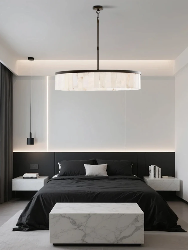 Modern Marble Pendant Light Luxury Stone Chandelier for Dining Room Dimmable LED Hanging Lamp Home Decor Ceiling Light Fixture