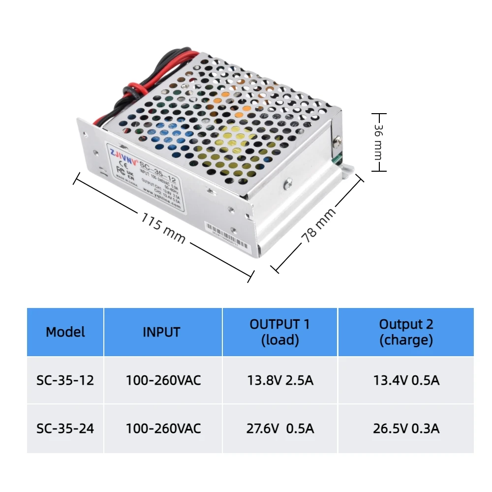 (SC-35-12)13.8V Battery Charger AC/DC CE ROHS Approval 35W 3A 12V UPS switching Power Supply Driver Box for CCTV Switch Function