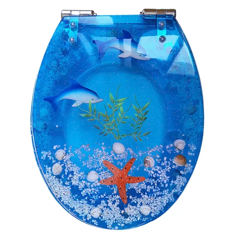 Beautiful Resin Toilet Seat Cover Stainless Steel Slow Down Toilet Cover Mute Thickened U/V/O Universal tapa