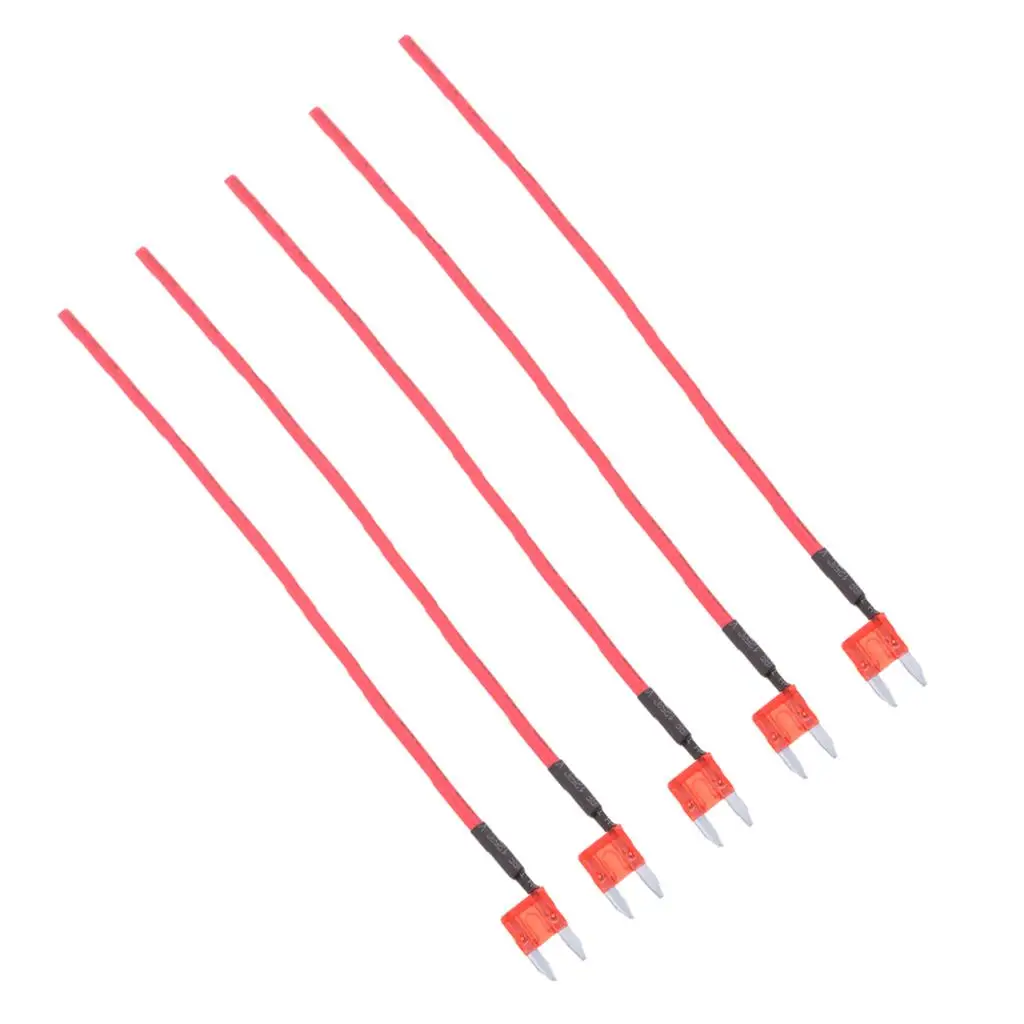 5 قطع سيارة RV قارب 10A 32V ATM/APM فيوز نمط شفرة متوسطة مع سلك 16AWG #2