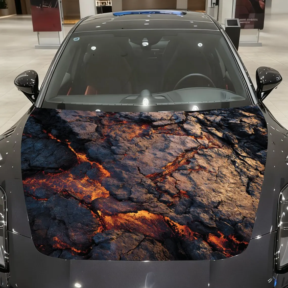 

Наклейка на капот автомобиля из вулканической лавы, рулонная упаковка, модный дизайн, подходит для большинства автомобилей, стильное украшение автомобиля, двигатель C