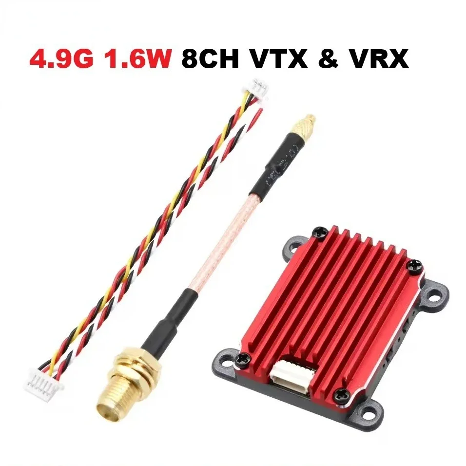 FPV Parts 4.9G 1.6W 8CH VTX Image Transmission Transmitter 4.9G 8CH Receiver Modular Drone Modified Accessories VRX Antenna FPV