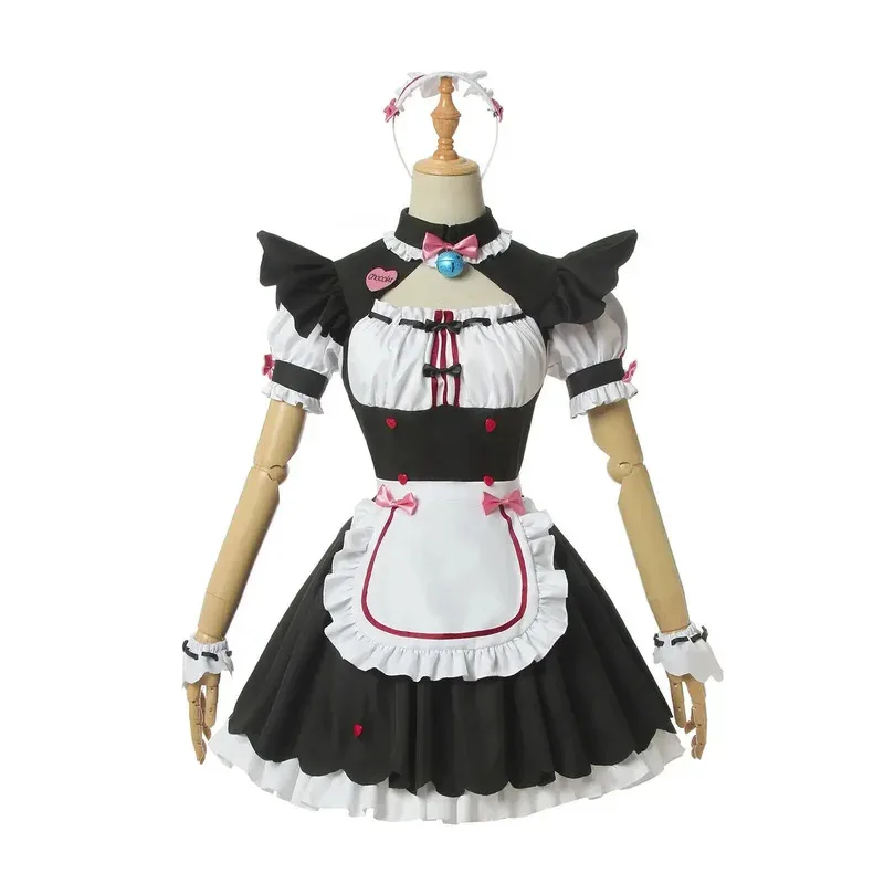 Disfraz de Cosplay de vainilla en Stock, vestido de sirvienta, traje de sirvienta NEKOPARA Chocola Vanilla OVA, uniforme de juego de sirvienta, gato Neko, chica y mujer