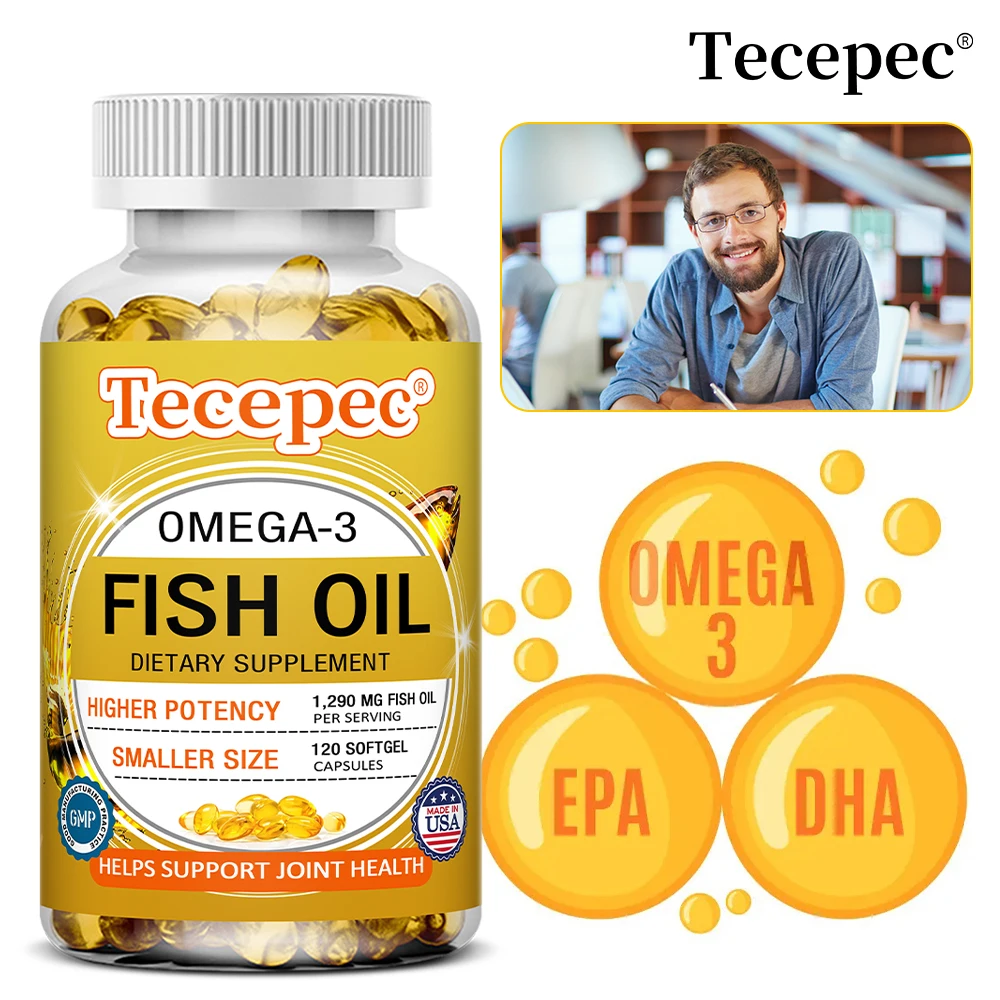 

Mini Omega 3 Fish Oil, 1290 Mg Per Serving, 120 Softgels, Small Size Easy To Swallow Capsules for Women and Seniors