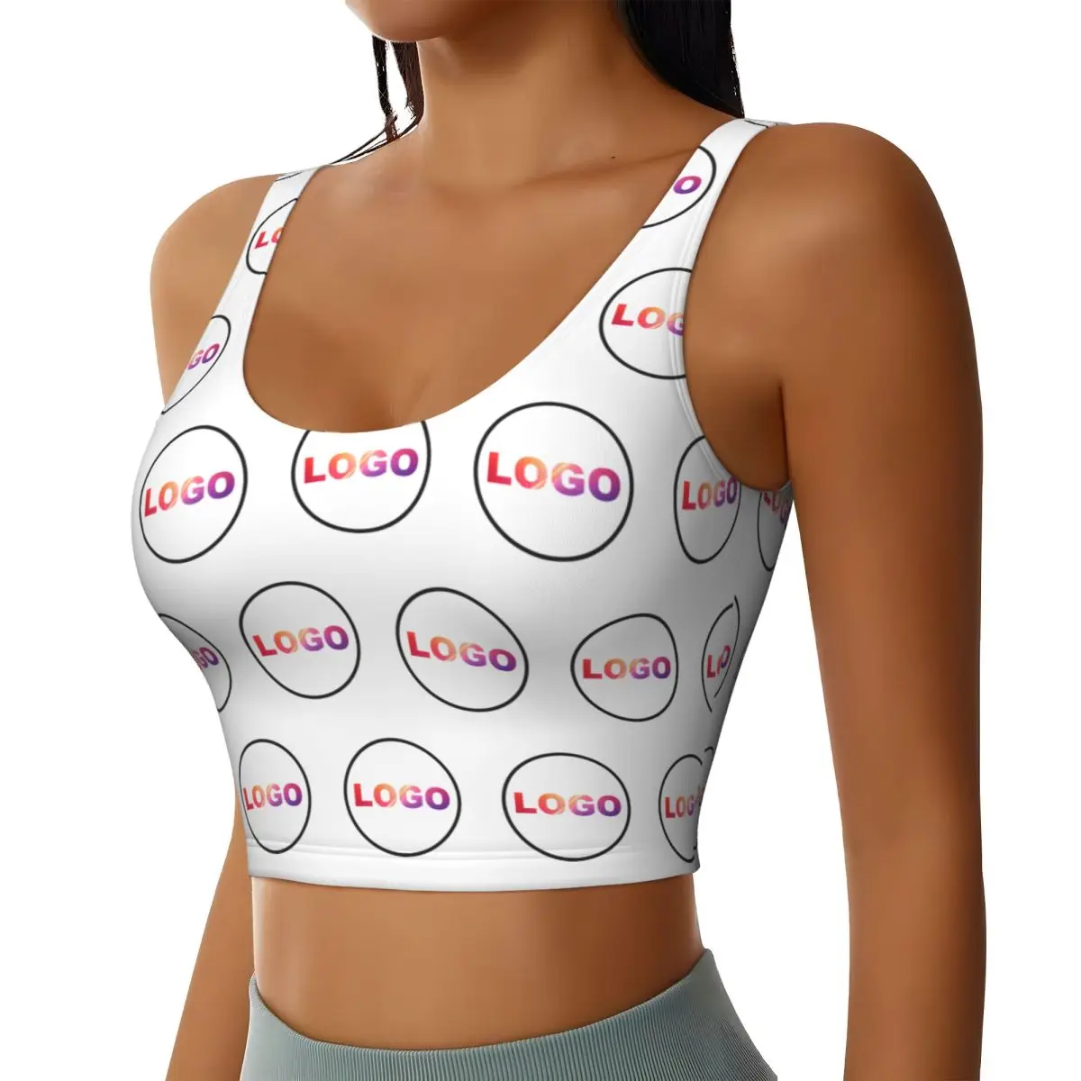 Women's Personalized Custom Your Design Here Sports Bras Customized Photo Logo  High Impact Gym Workout Running Crop Tank Tops
