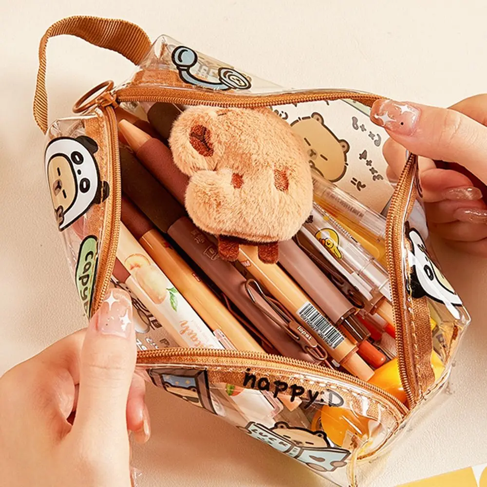 Transparent Pencil Case Special Design High Appearance Capybara Pen Bag Large Capacity Stationery Storage Pouch Student Gift