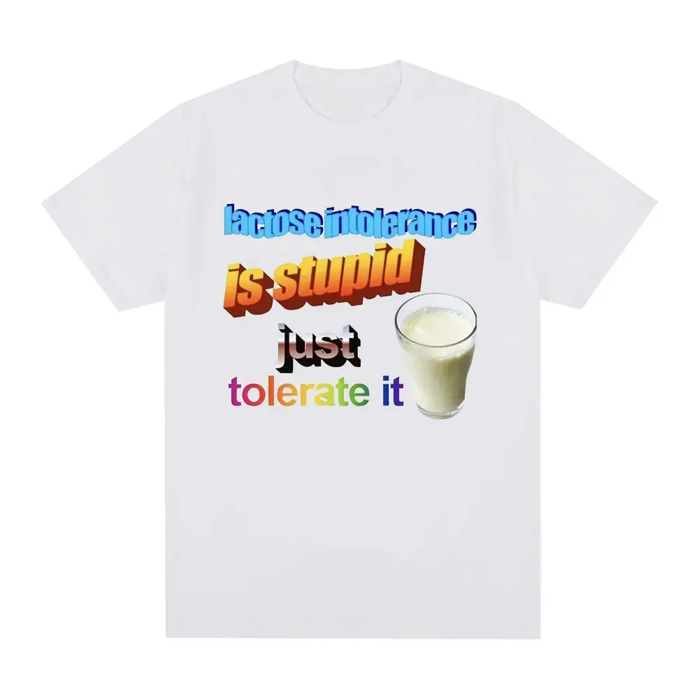 Lactose Intolerance Is Foolish Just Tolerate It Cartoon Tops Fashion Casual Short Sleeved Tshirts Women's Aesthetic T-shirts