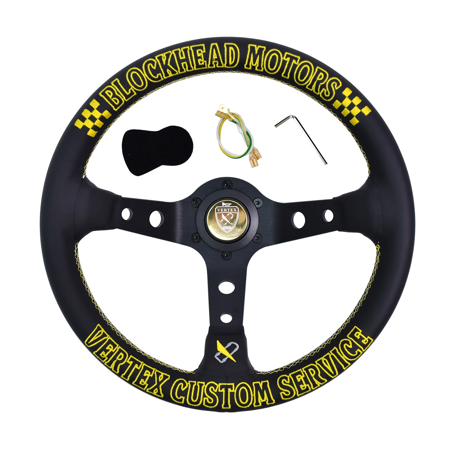 

Vertex Universal Racing Steering Wheel Leather Aluminum Alloy Car Accessory Interior Parts Embroidery Drift Sport Steering Wheel