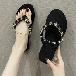 2025 Summer New Shoes for Women Fashion Slipper Outdoor Beautiful Crystal Flip Flops Girl Street Soft Sole Beach Shoes