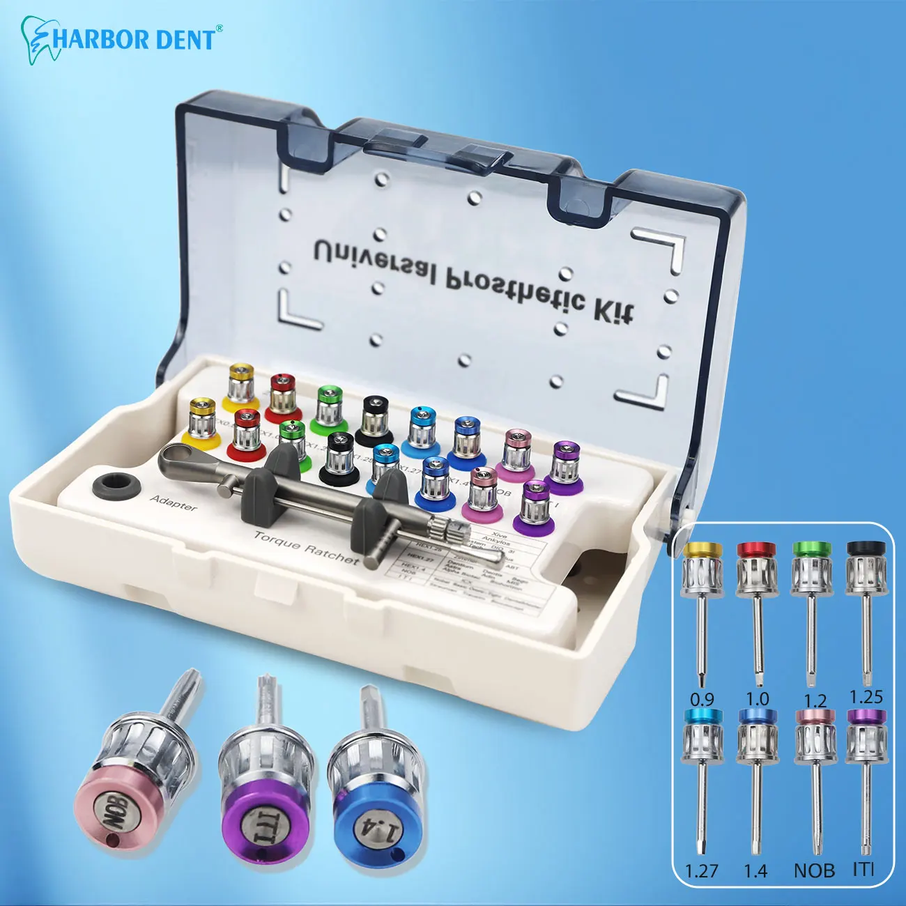 Dental Universal Implant Torque Screwdrivers Wrench Implant Restoration Tool Kit 10-70Ncm Ratchet Driver Prosthetic Repair Tools