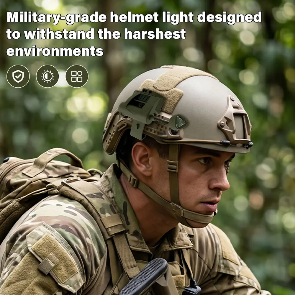Taktische Helmleuchte, 3 Modi, LED-Taschenlampe, Helmlampe für Outdoor-Nachtbeleuchtung, Laser, Jagd, Militär, Radfahren, Angeln – Detail 13