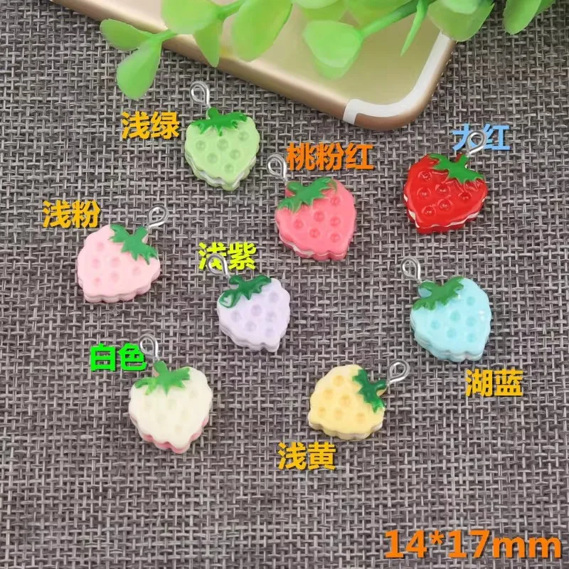 10pcs 14*17mm Diy Resin Strawberry Cookie Biscuit Charms Kawaii Cabochon Sticker Simulated Fake Food Craft Decoration Jewelry