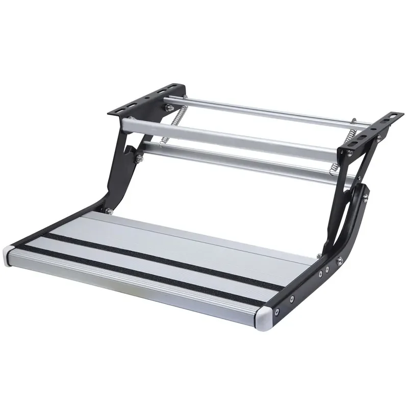 Aluminum Folding RV Ladder for Camper Van Door Entrance Manual Single Step Drop Down Sturdy Lightweight Travel Accessory