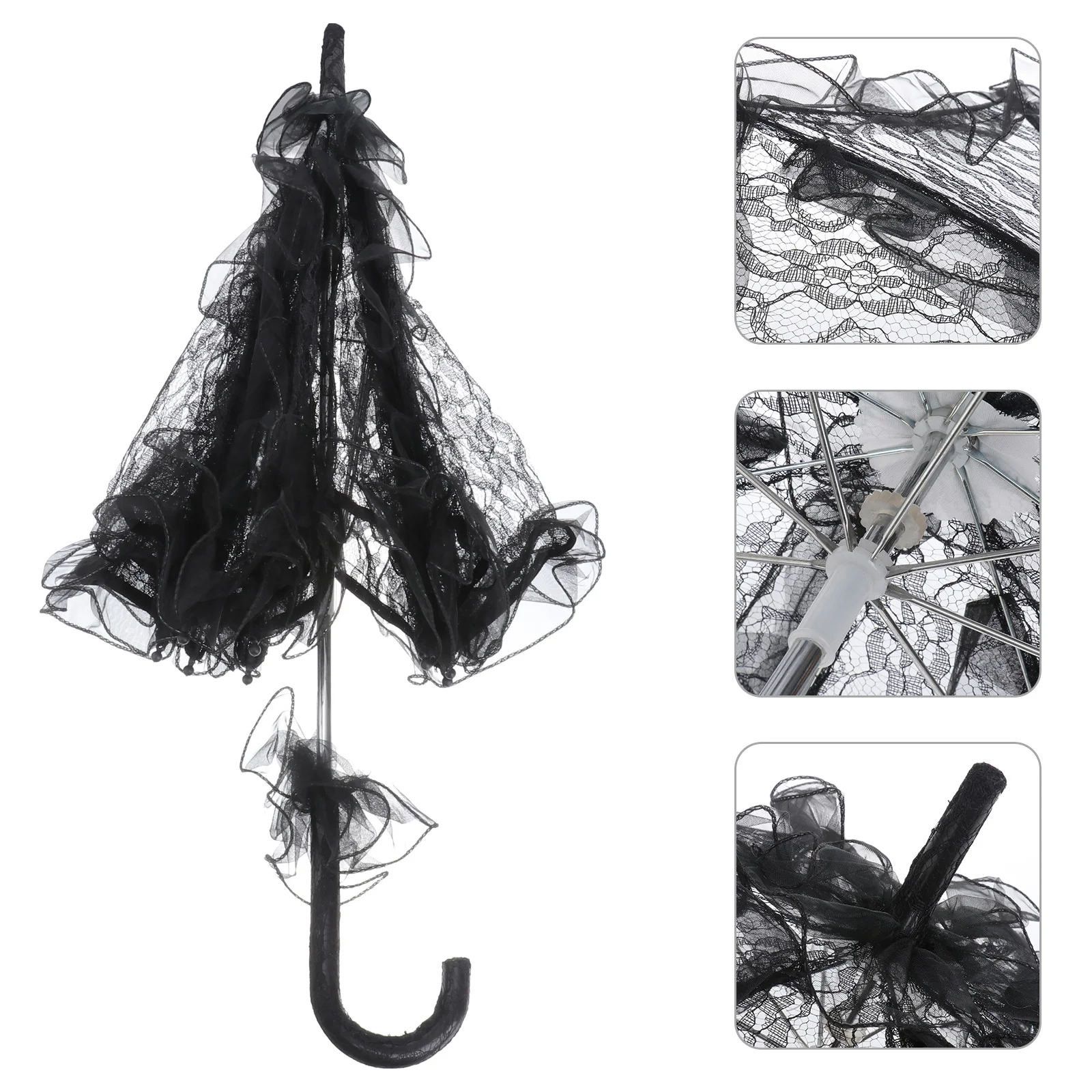 Stylish Western Style Umbrella Lace Fleur Parasol Decoration Wedding Bride Umbrella - Size Small (Pink)