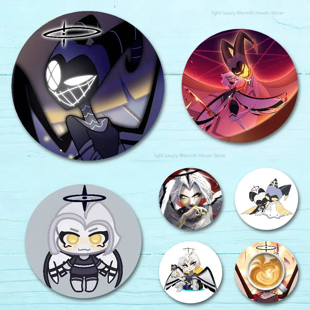 

Lute H-Hazbineds-S H-Hotel Heat Resistant Round Wooden Coasters Non-slip Drink Cafe Decoration 2D Flat Color Print Coasters