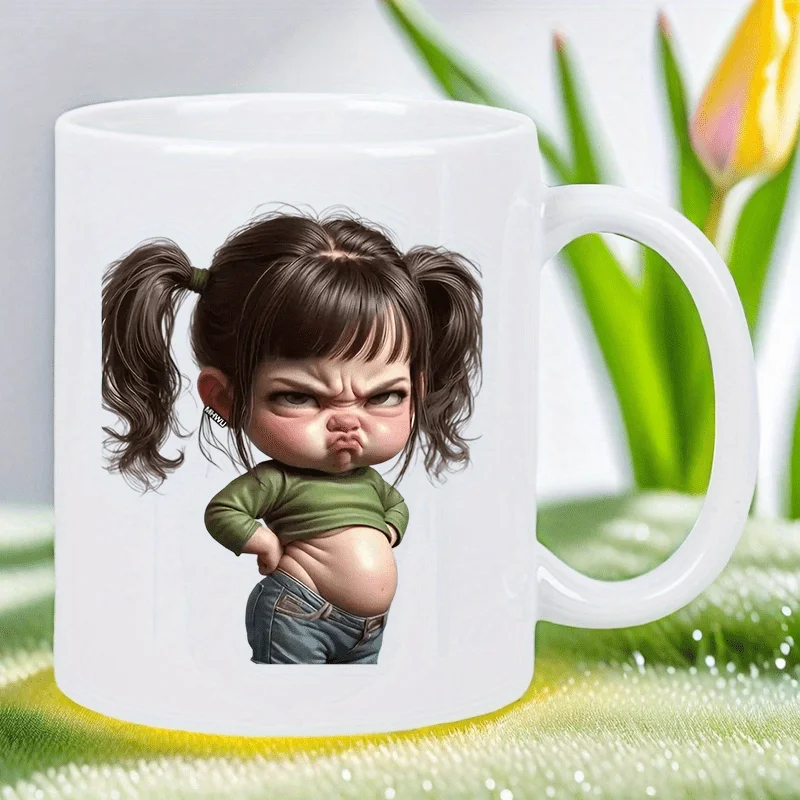 

Cute Sassy Girl Ceramic White Mug - "I'm Not Fat, I'm Just Curvy" Design, Perfect for Coffee Lovers with a Sense of Humor, Hand