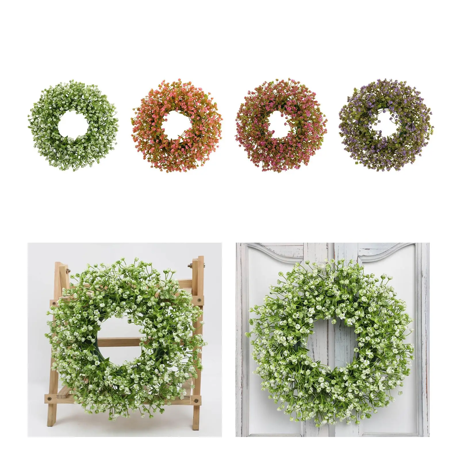 إكليل معلق للباب الأمامي، إكليل صيفي، إكليل زهور صناعية للنافذة، المزرعة، ديكور غرفة المعيشة