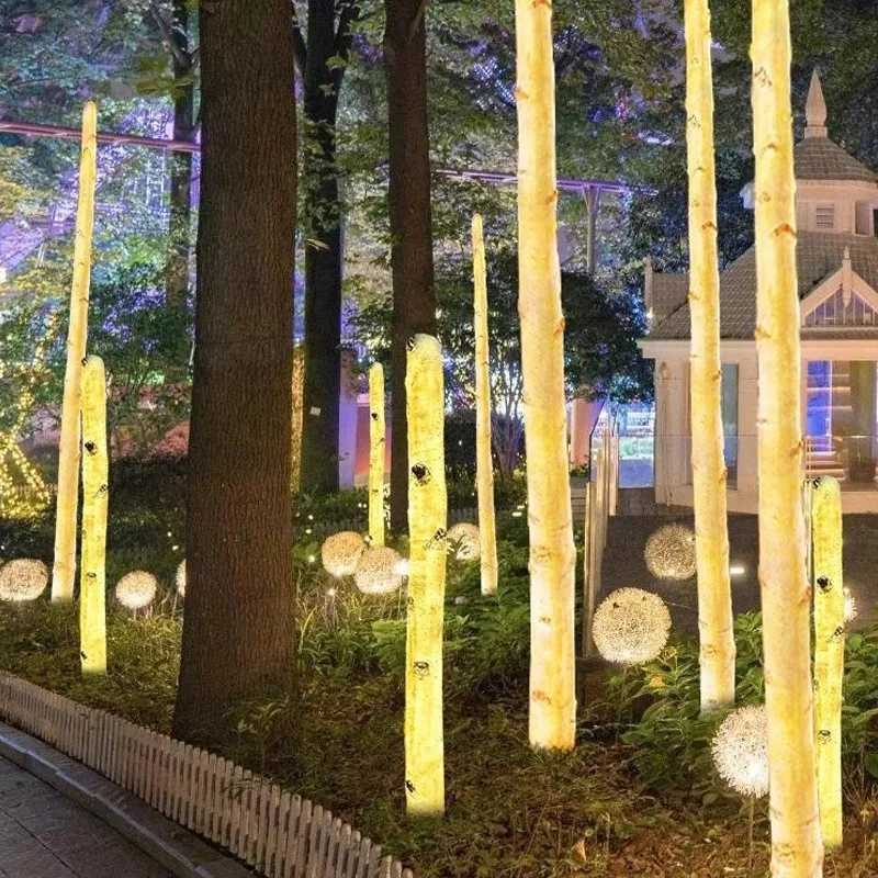 Outdoor lighting simulation birch lights Internet celebrity tree courtyard garden scenic campground
