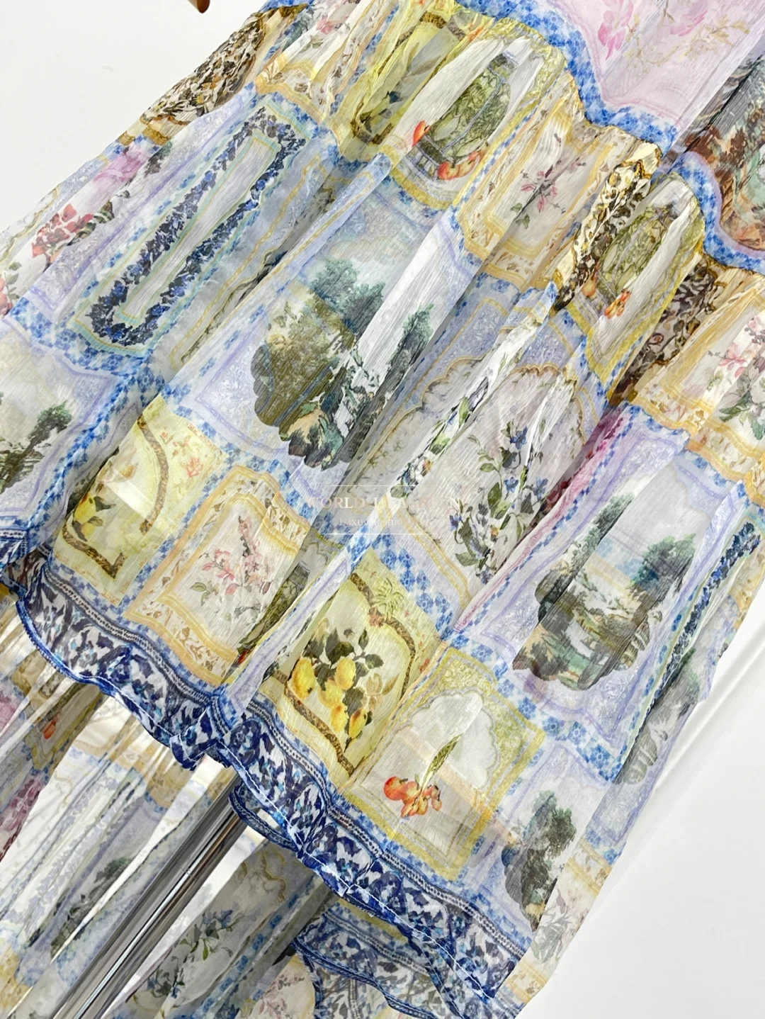 

2025 New Green Floral Print Long Sleeve Off Shoulder Midi Dress for Women