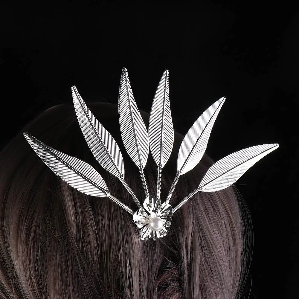 Hair Accessories Leaf Flower Girl Hair Accessories Ancient Style Headwear Metal Hair Sticks U Shape Hairpin Thai Headdress