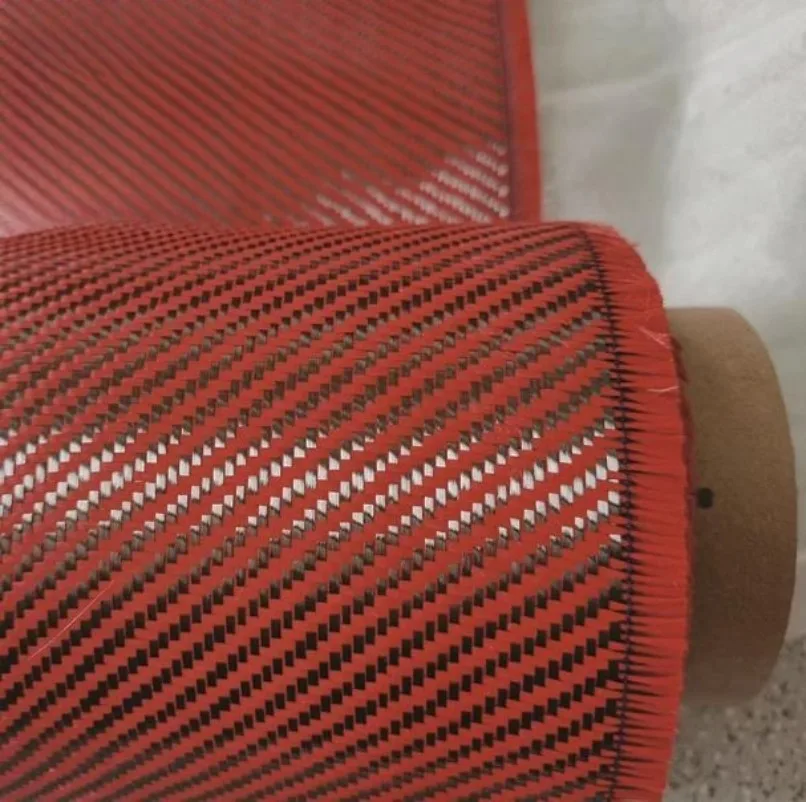 

3K Carbon Fiber + Red Kevlar Red and Black Twill Mixed Fabric