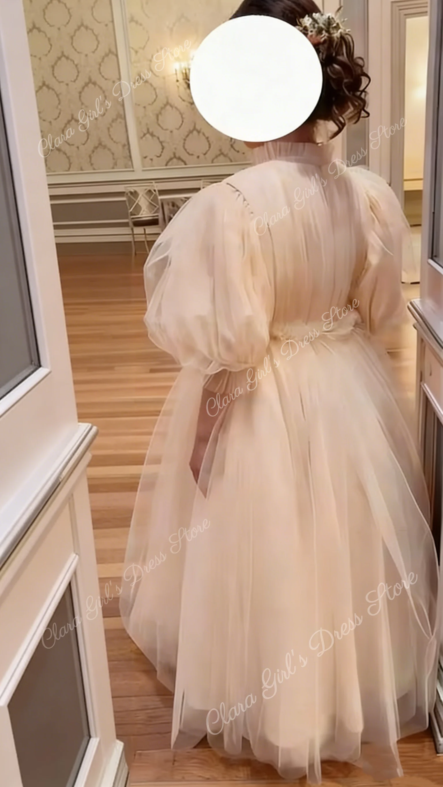 

Elegan Tulle Fluffy First Communion Flower Girl Dress for Wedding Dresses Little Baby Girl Party Birthday Gowns