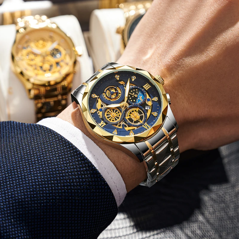 ساعة يد رجالية فاخرة من PAAZMOU كرونوغراف مقاومة للماء مضيئة للرجال من الفولاذ المقاوم للصدأ ساعات كوارتز رجالية رياضية عالية الجودة