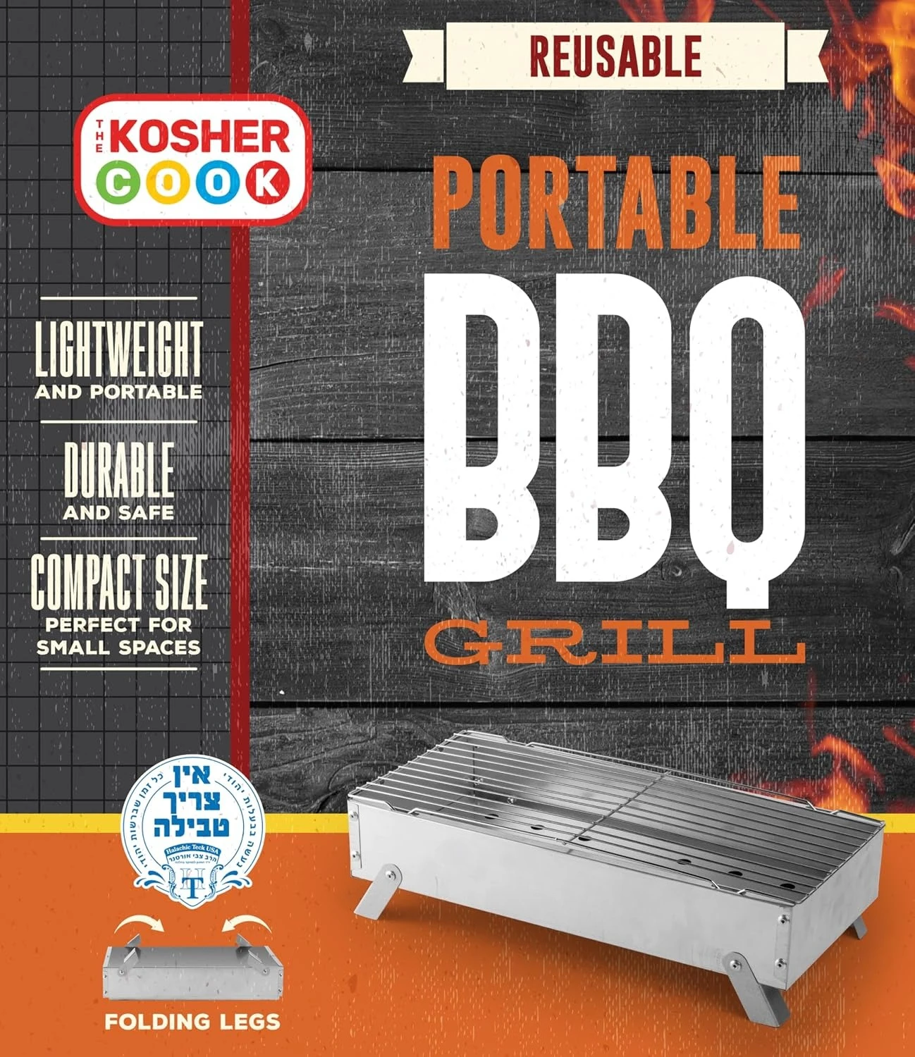 Lightweight Foldable Portable Charcoal Barbecue Grill Reusable Detachable BBQ Grill Kosher Certified For Outdoor Camping Tailgate Picnic Home Backyard Use