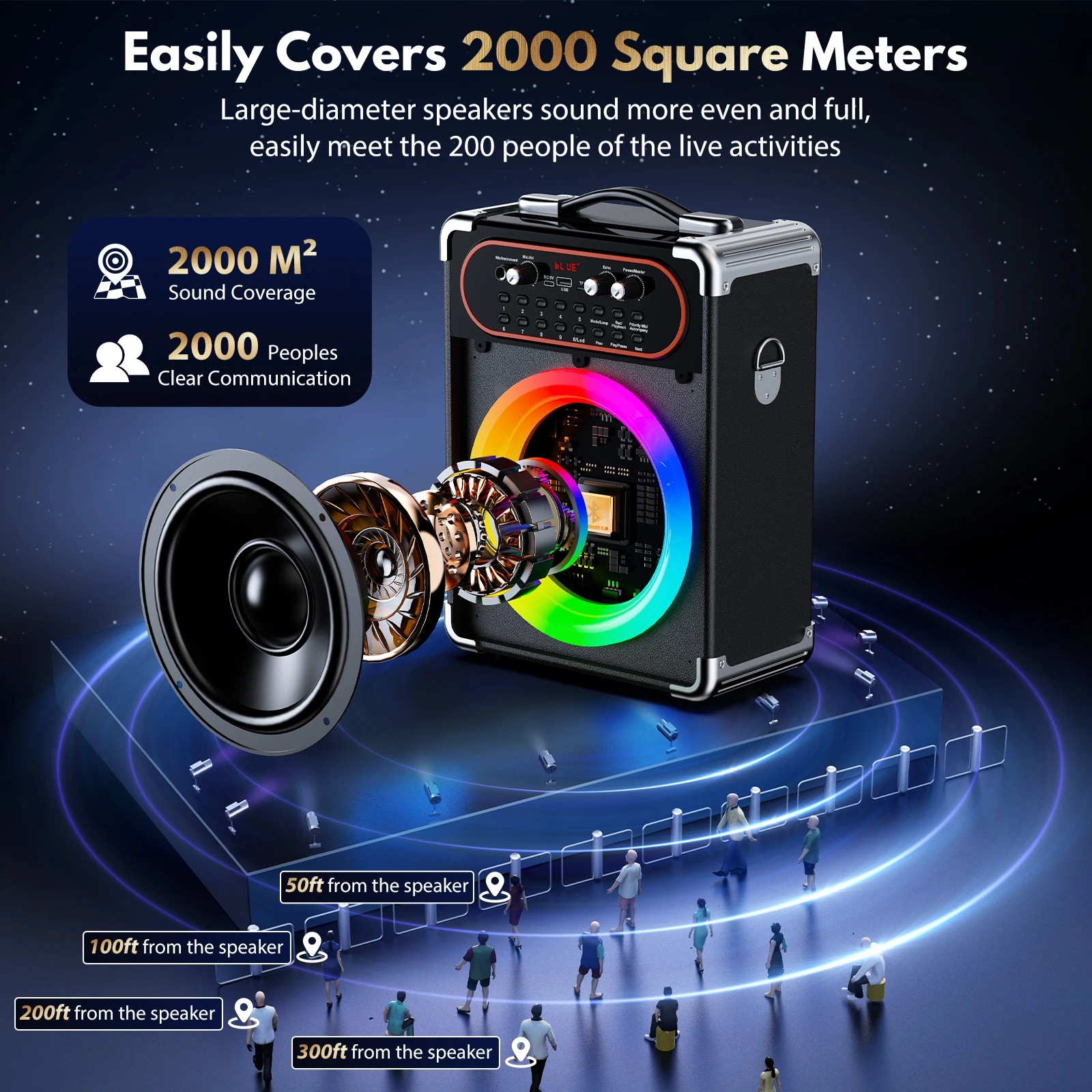 S68 Kara Ok مع 2 ميكروفونات، مكبر صوت محمول بتقنية البلوتوث 5.3 Kara Ok، تعديل الصدى، يدعم التلفزيون من خلال الاتصال المساعد