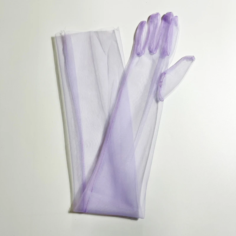 Modische lange transparente Tüll-Handschuhe, ultradünn, dehnbar, Vollfinger-Fäustlinge, Netz-Ellenbogen, Hochzeit, Braut-Handschuhe, Halloween-Zubehör – Detail 8