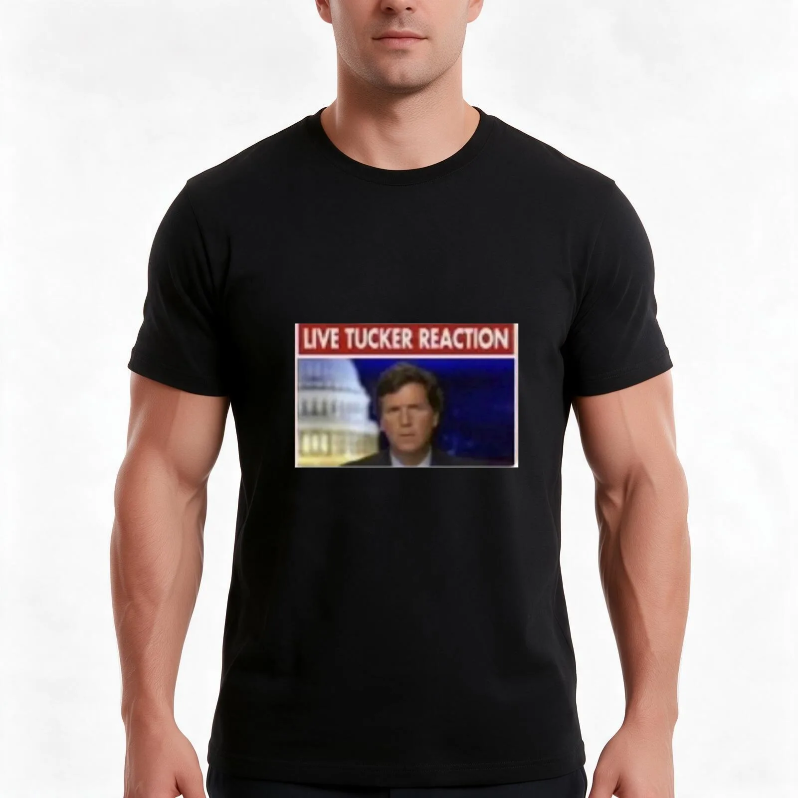 Tucker Carlson live Tucker reaction T-Shirt, Summer Casual Cotton Tee, Oversized Streetwear Tops, Vintage Graphic Print