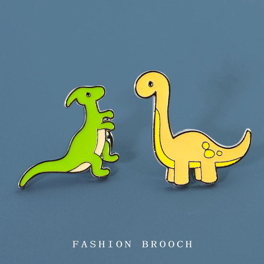 1PC Cartoon Creative Kawaii Dinosaur Pterodactyl Tyrannosaurus Metal Enamel Brooch Shirt Pins