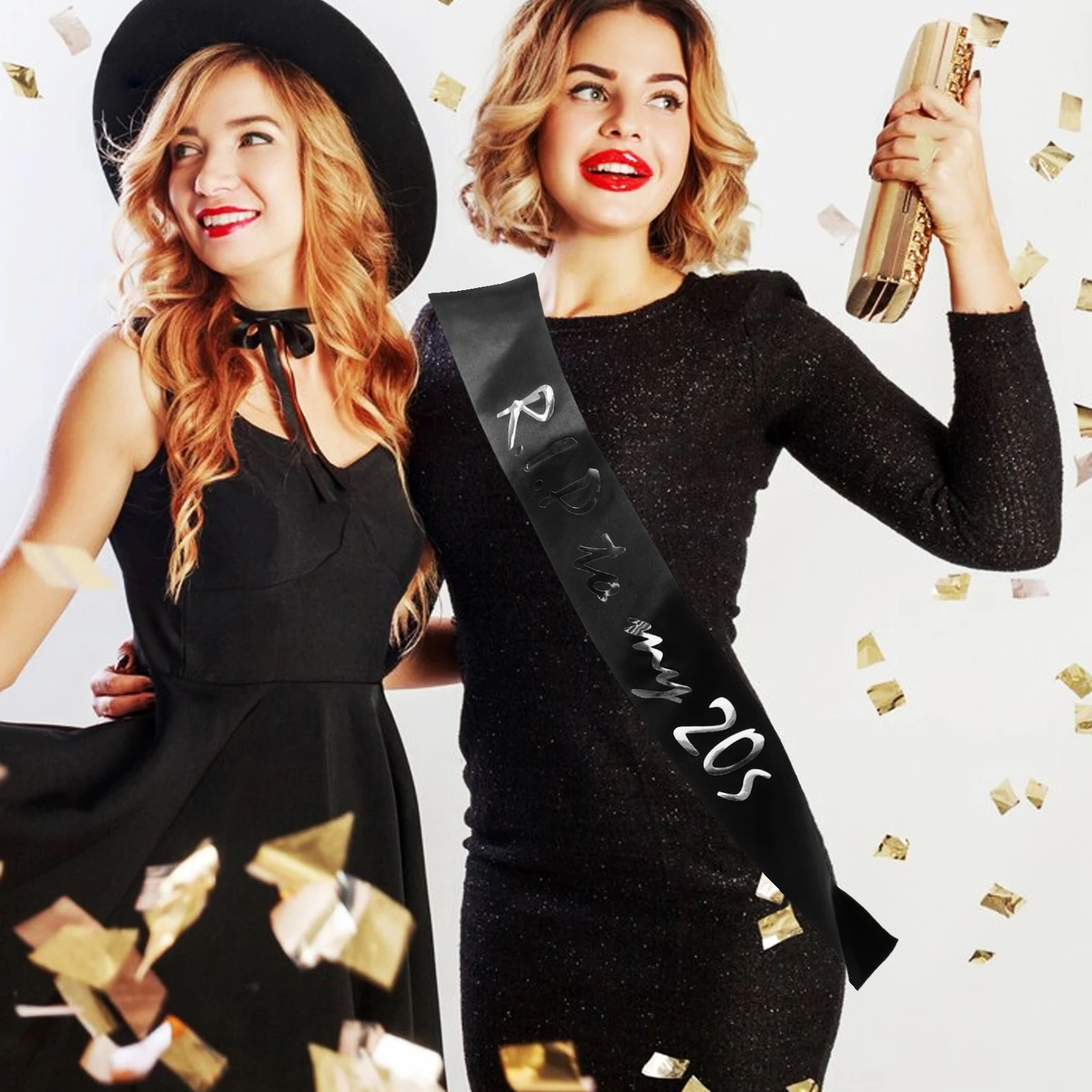 

Black Birthday Sash 20s Decorations Party Supplies RIP My 20s Fun Creative Accessories Shoulder Strap Decorative Sash For Gifts