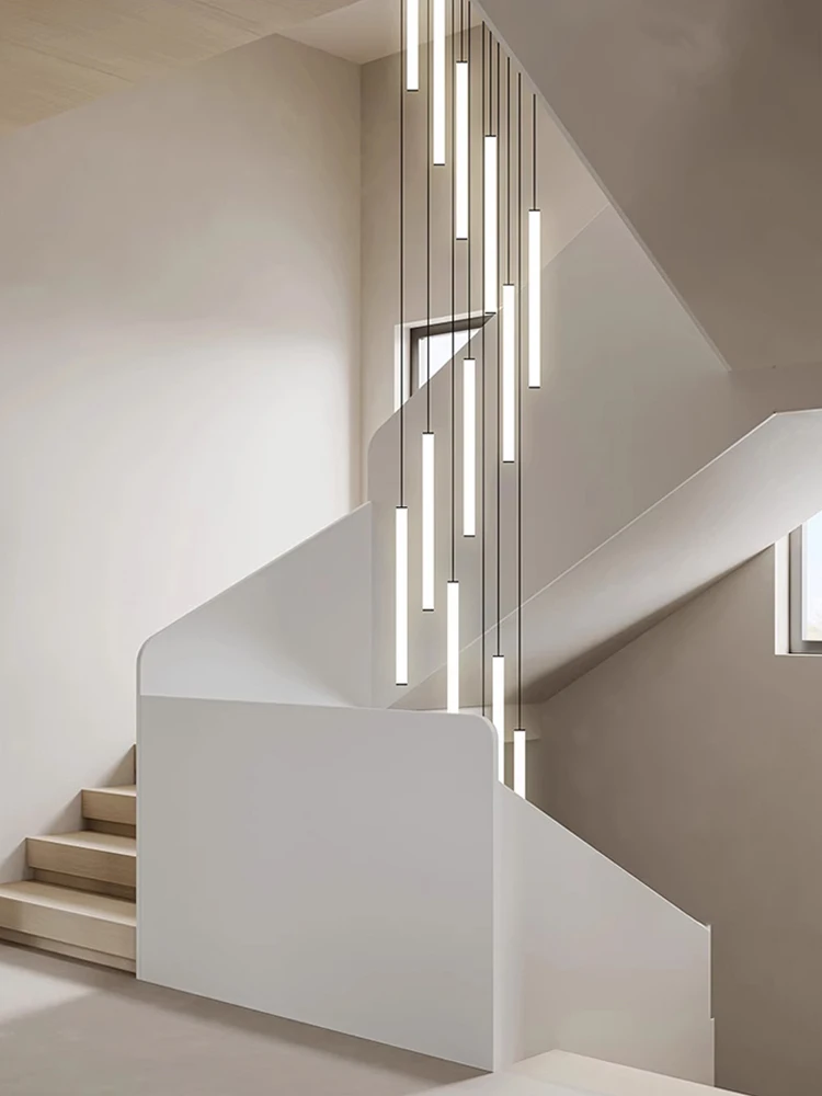 Imagem -03 - Nordic Modern Minimalista Hollow Staircase Chandelier Long Chandelier Rotating Villa Iluminação Escada Criativa Loft Duplex Building