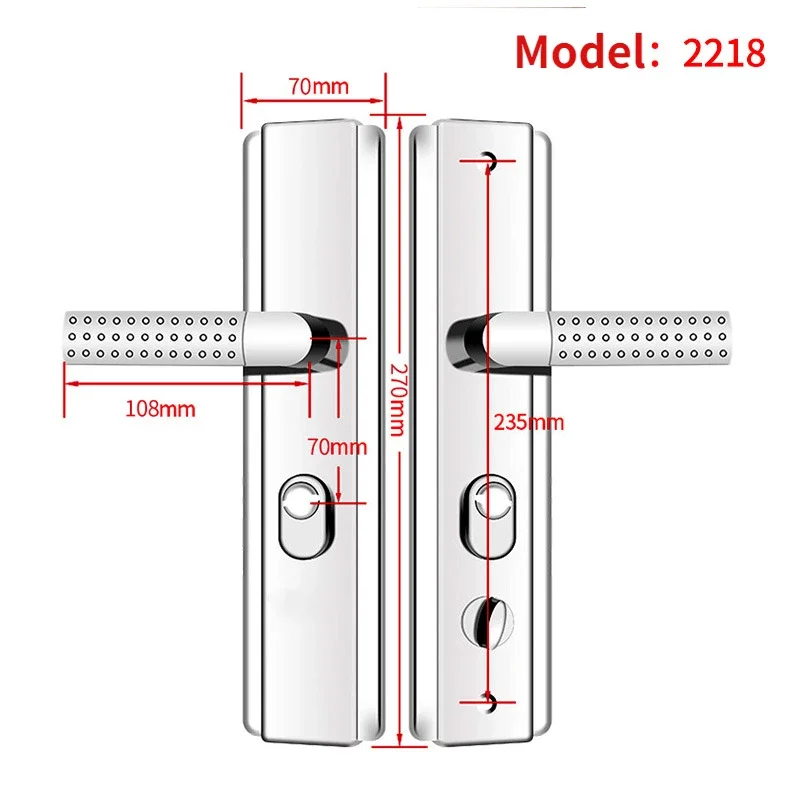 Multi Function  Stainless Steel Anti-theft  Entrance Gate Lock plate  Anti-explosion Security Mirrow Shinny Widen lock Handle