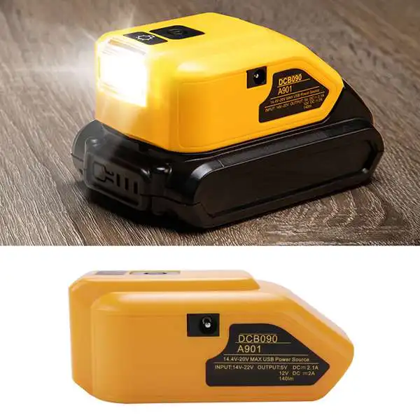 DCB090 Battery Adapter DCB090 Power Source Charger Converter for DeWalt 18V 20V Max Lithium Battery with DC Port